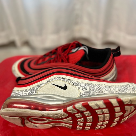 Nike Air Max 97 Jayson Tatum The Deuce Red Black White Mens Sz 10 - Picture 4 of 6